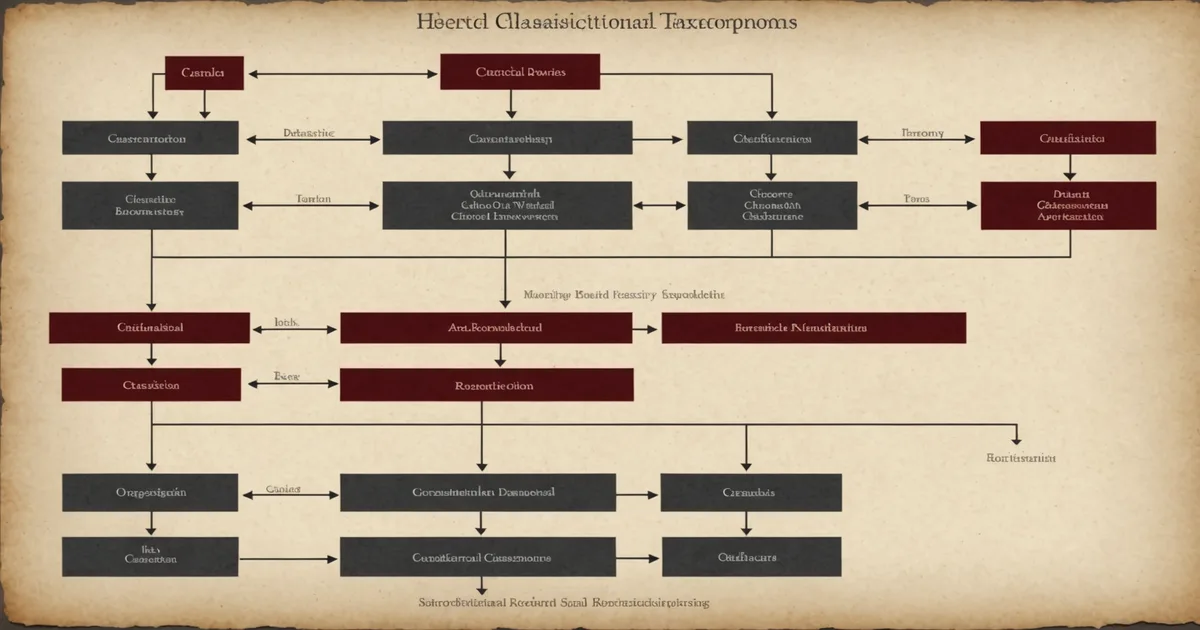 Diagram illustration representing regulatory obligation classification taxonomy categories