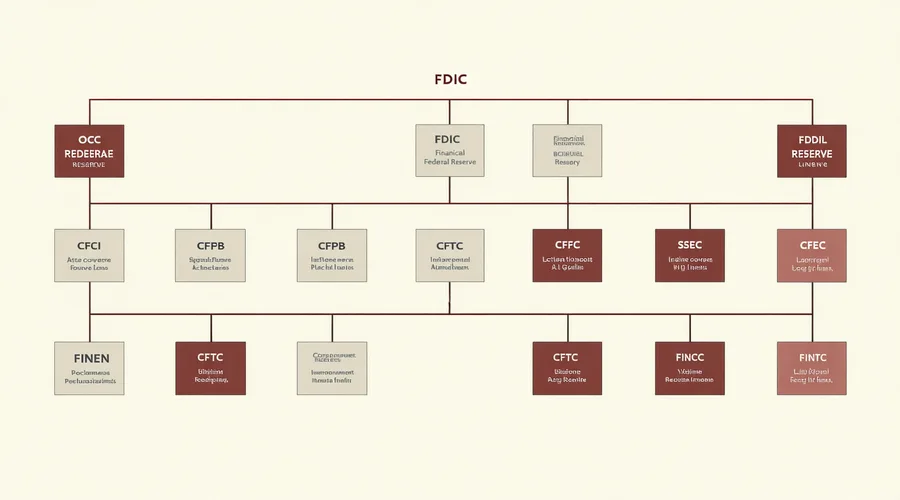 Diagram of US federal financial regulatory agencies covered by Ruleward monitoring
